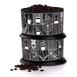 Tupperware Black & White Coffee Stackable Canisters